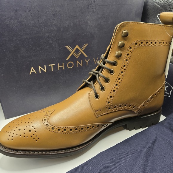 Anthony Veer Grant Boots Walnut 11D In Commando Sole Wingtip‎ Lace Up NWB - Picture 10 of 15